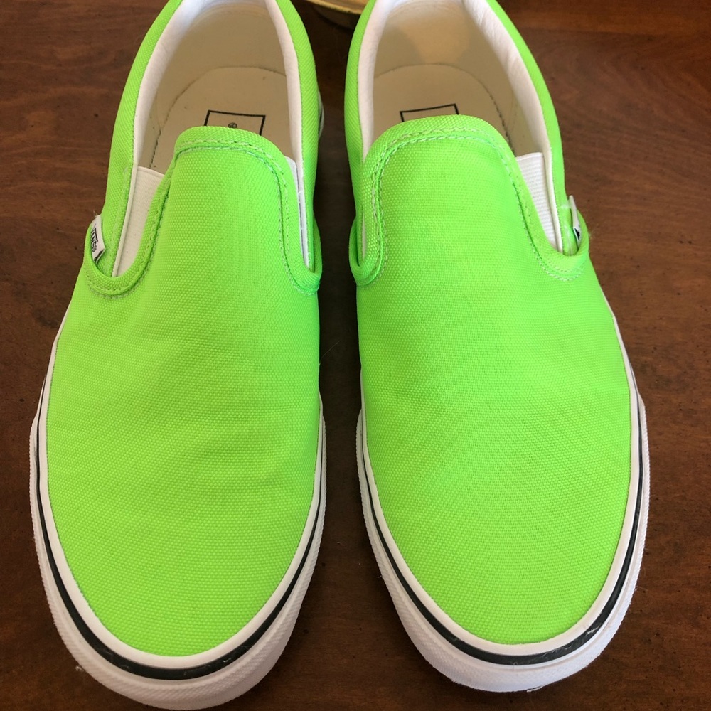 Vans Bright green slip ons sz 7